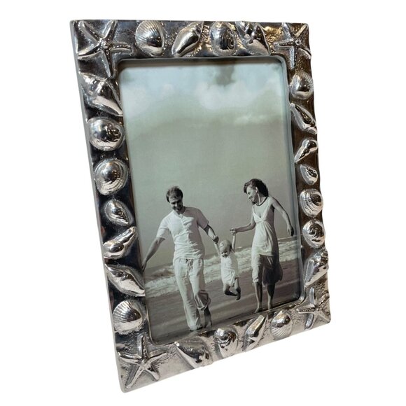 Mariposa Silver-Tone Sea-Inspired Picture Frame 5 by 7 With Shell & Starfish Des - Picture 3 of 11
